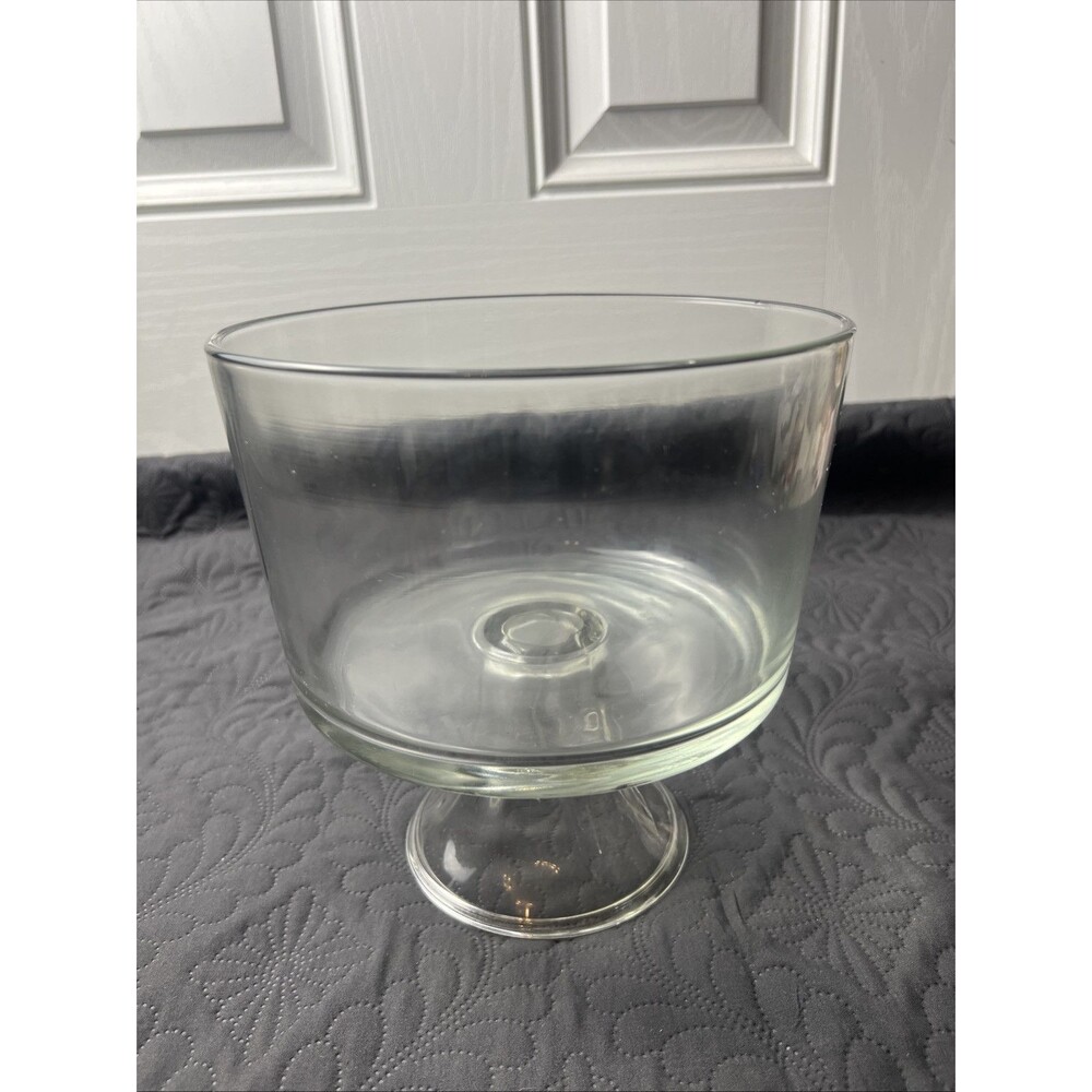 Vintage Serving Dish Trifle Bowl Clear Footed Glass 8” X 9” Home Kitchen Dessert